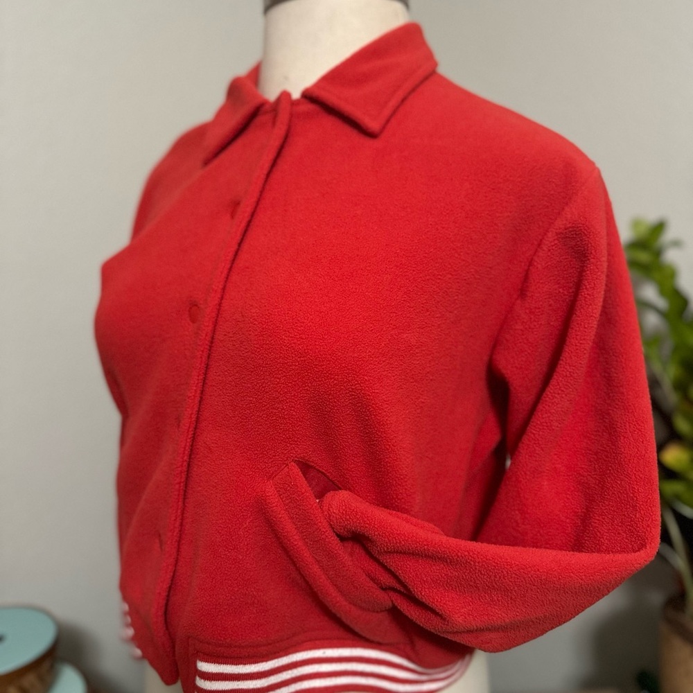 GAP Vintage Red Varsity Jacket with Classic Sporty Design Size XS (Oversized)